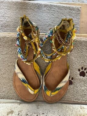 Zigi Soho Yellow Multi Color Wedge Sandals
